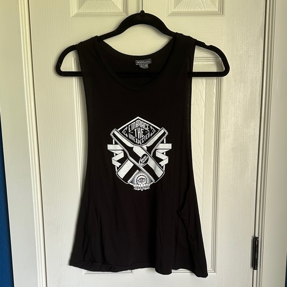 Bud Light Black and White Graphic Muscle Tee